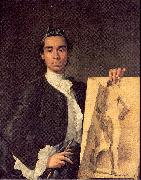 Melendez, Luis Eugenio Portrait of the Artist Holding a Life Study oil on canvas